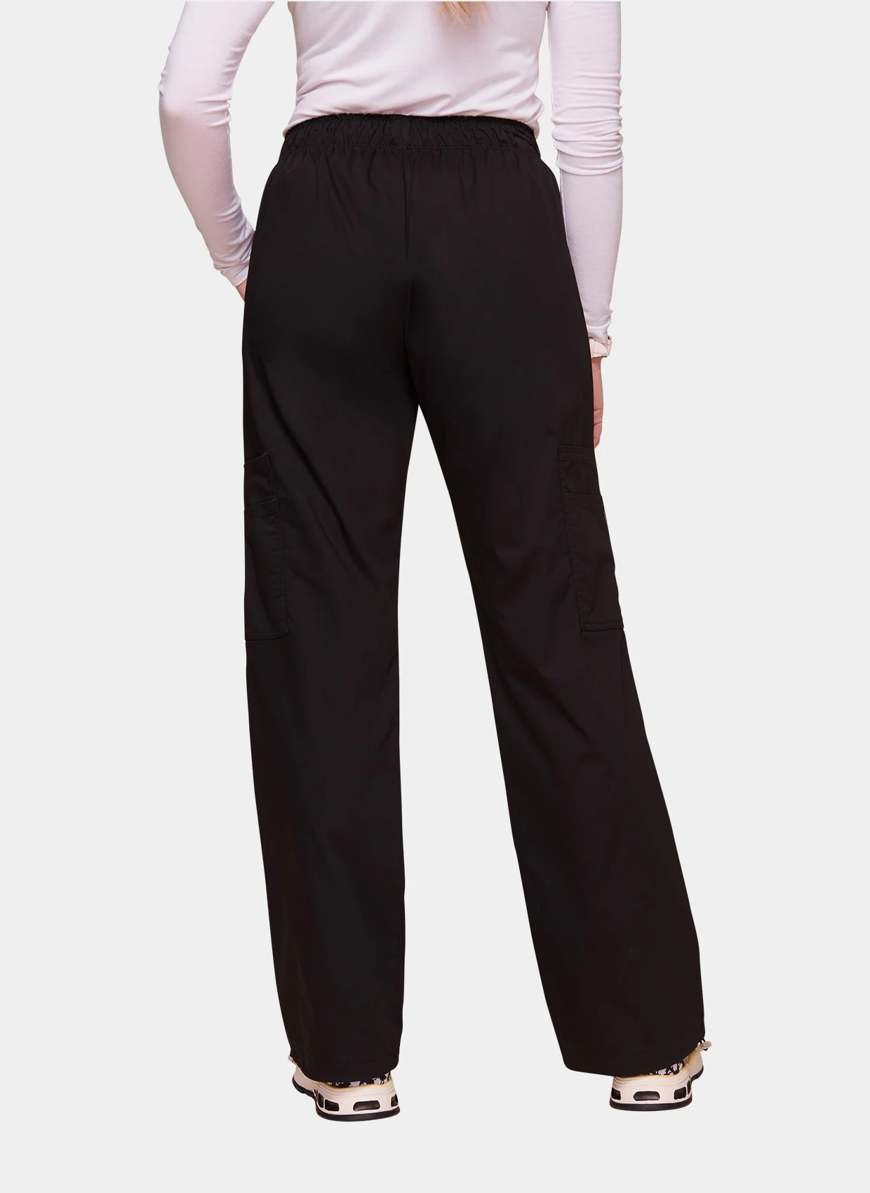 Cherokee Core Stretch Mid Rise Pull-On Cargo Scrub Trousers WWE4005 - Black - Image 2