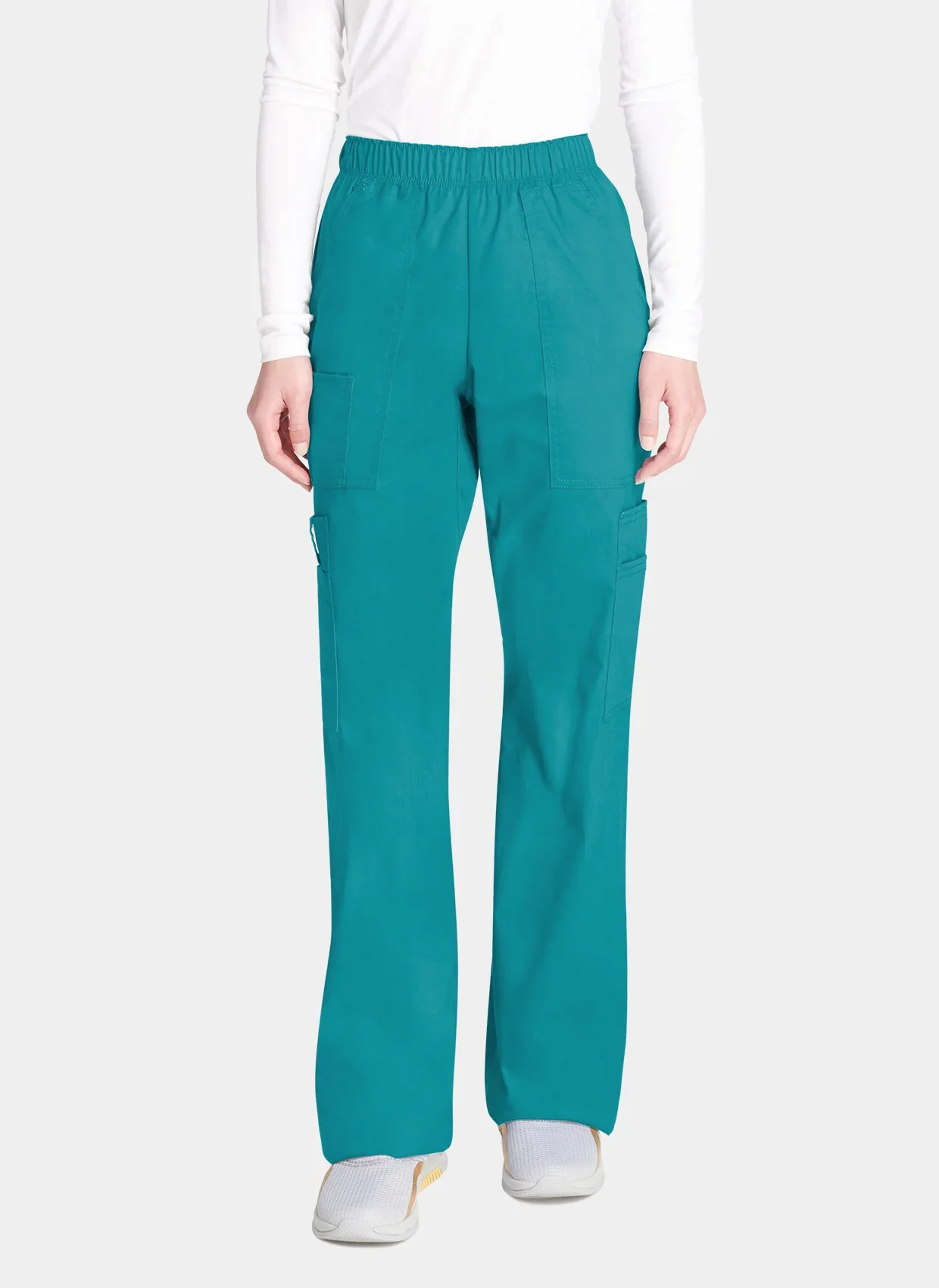Cherokee Core Stretch Mid Rise Pull-On Cargo Scrub Trousers WWE4005 - Teal