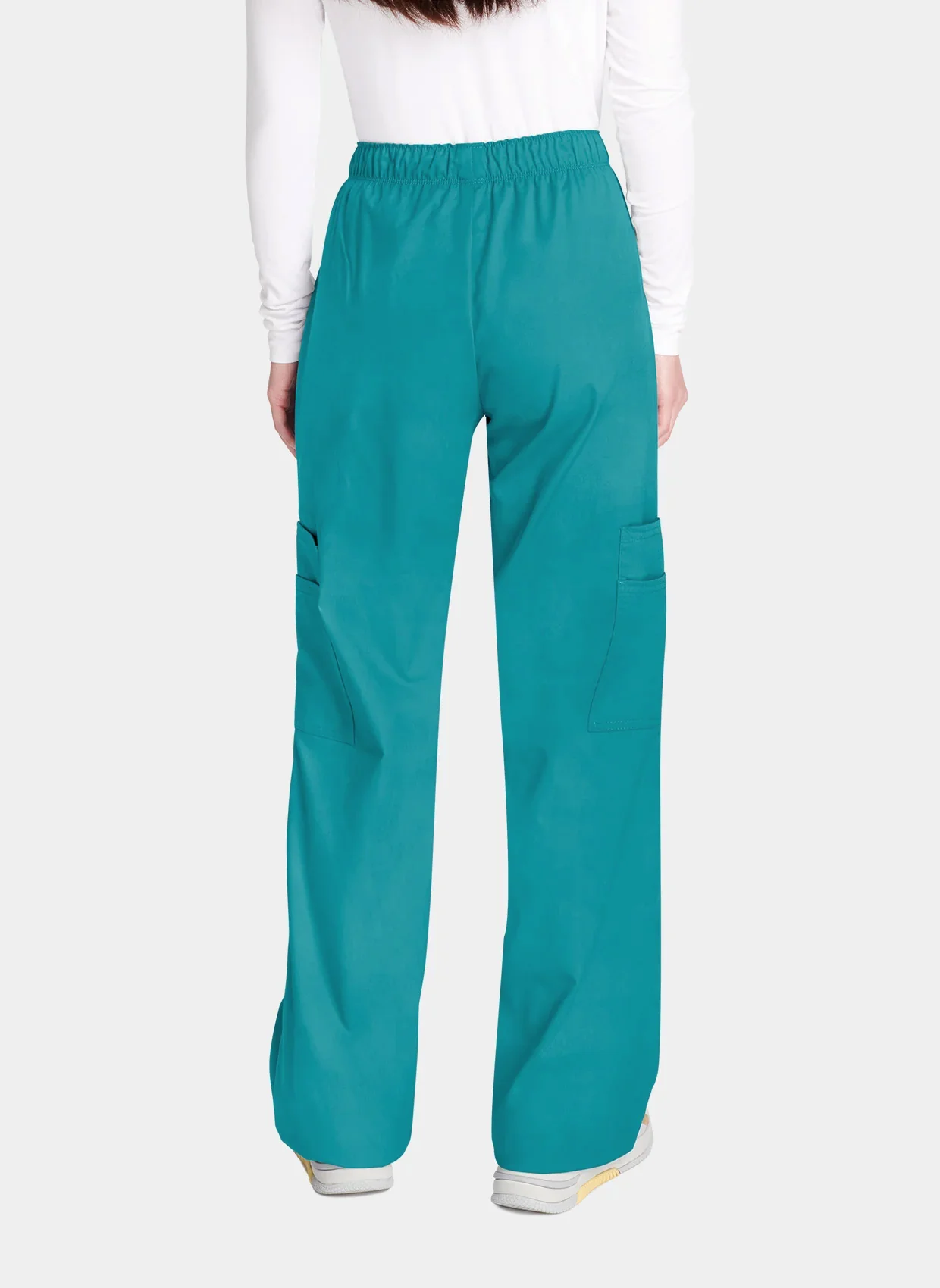 Cherokee Core Stretch Mid Rise Pull-On Cargo Scrub Trousers WWE4005 - Teal - Image 2