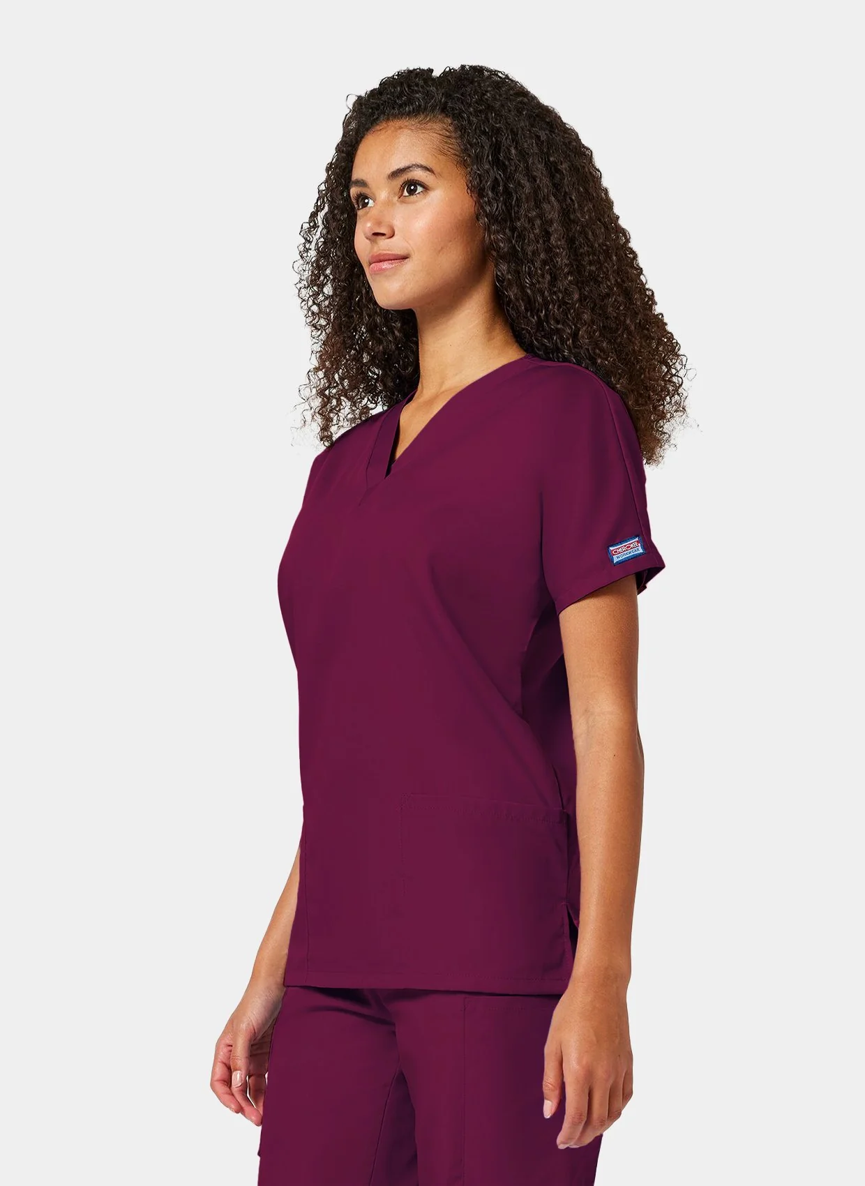 Cherokee Unisex Scrub Top - Wine - Image 4