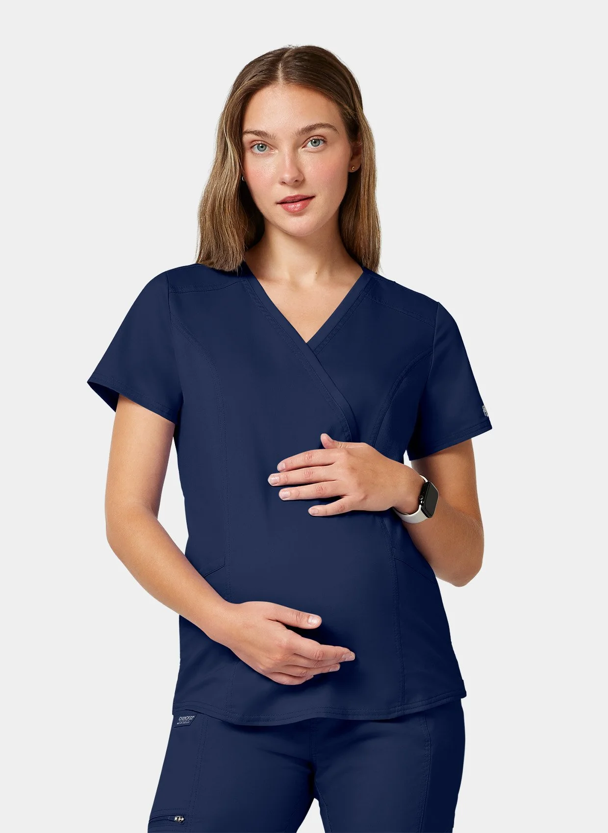 Cherokee WW Revolution Maternity Mock Wrap Scrub Top WWE688 - Navy - Image 3
