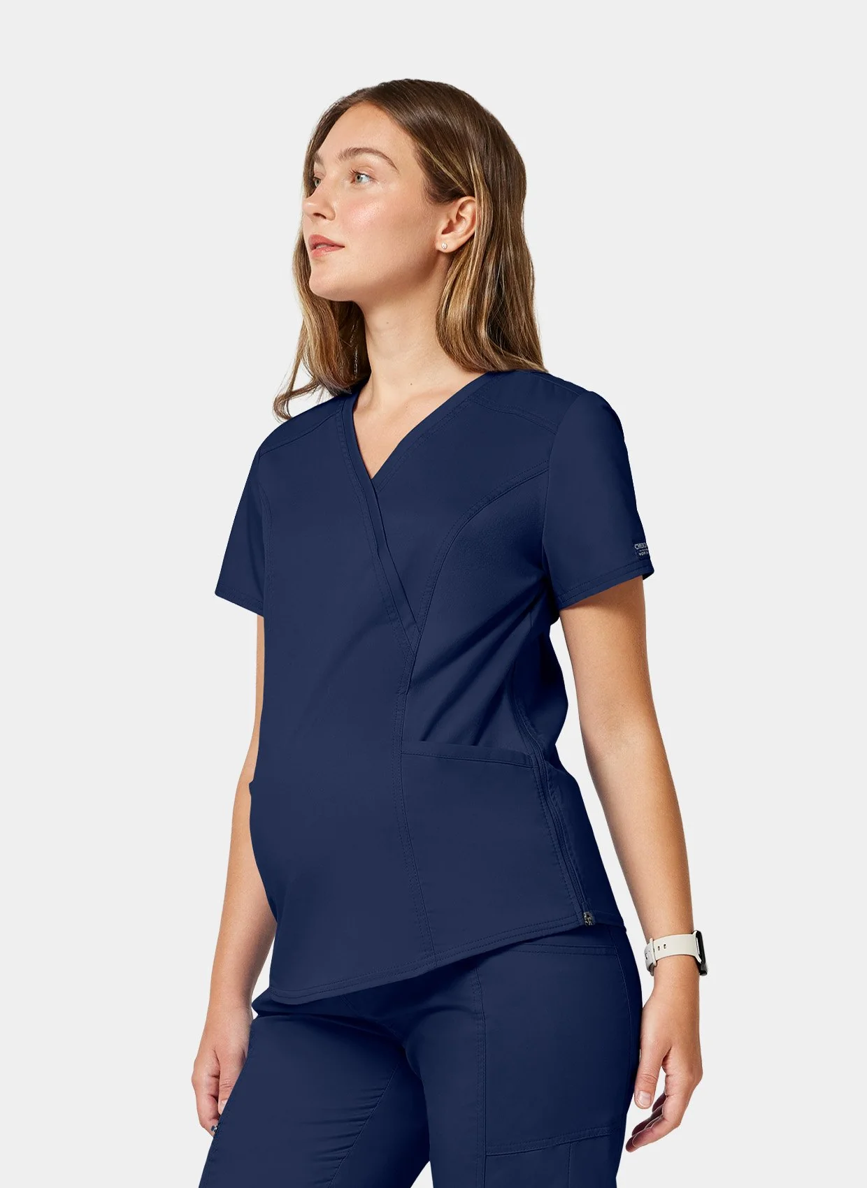 Cherokee WW Revolution Maternity Mock Wrap Scrub Top WWE688 - Navy - Image 6
