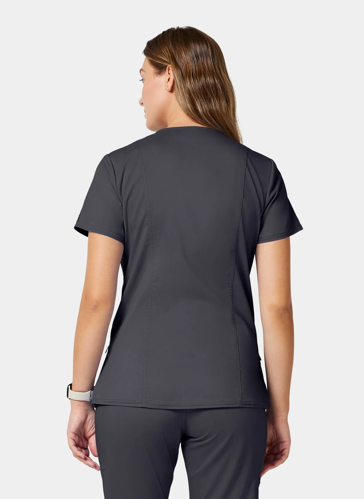 Cherokee WW Revolution Maternity Mock Wrap Scrub Top WWE688 - Pewter - Image 5