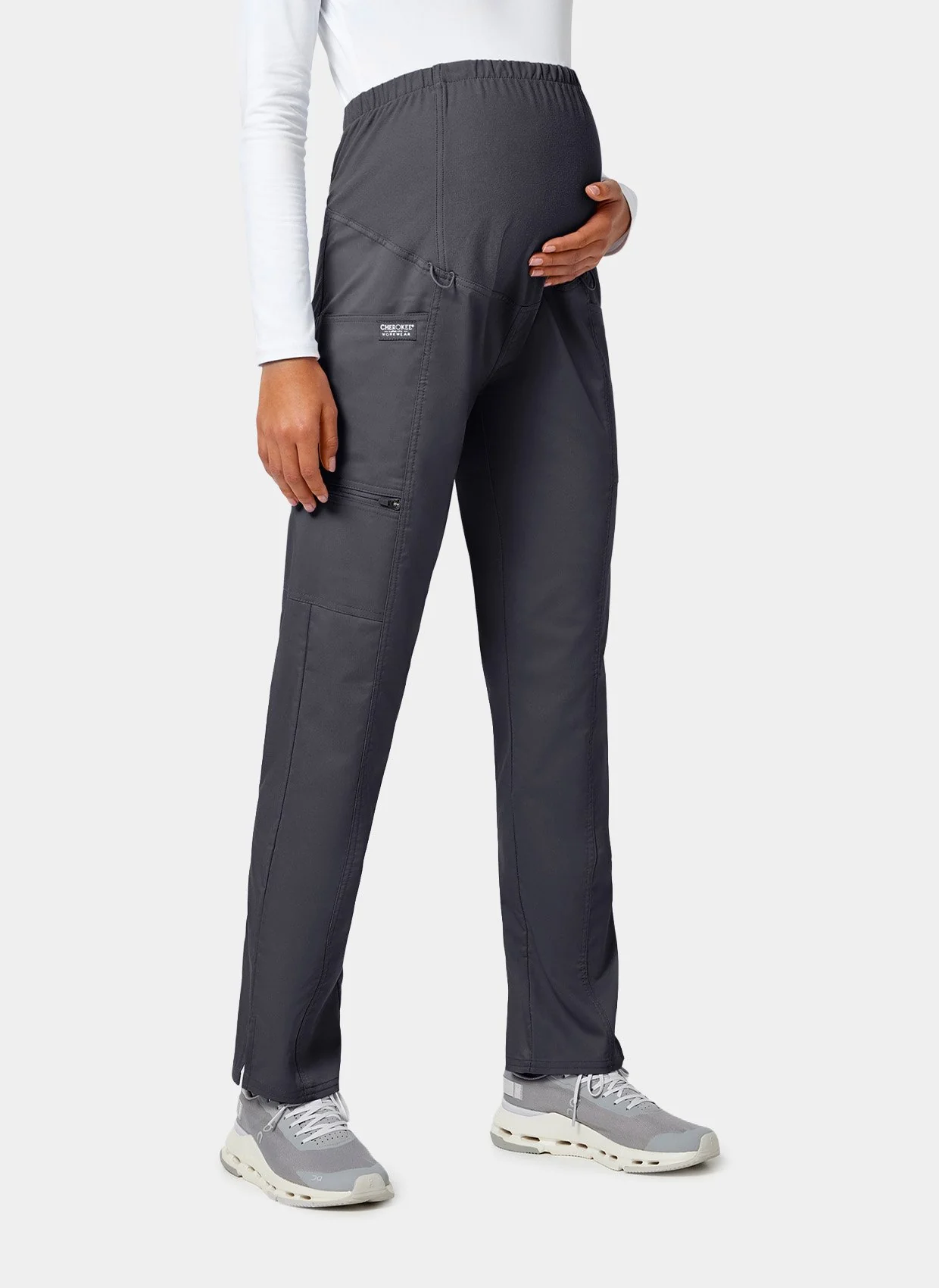Cherokee WW Revolution Maternity Straight Leg Scrub Trousers WWE155 - Pewter - Image 3