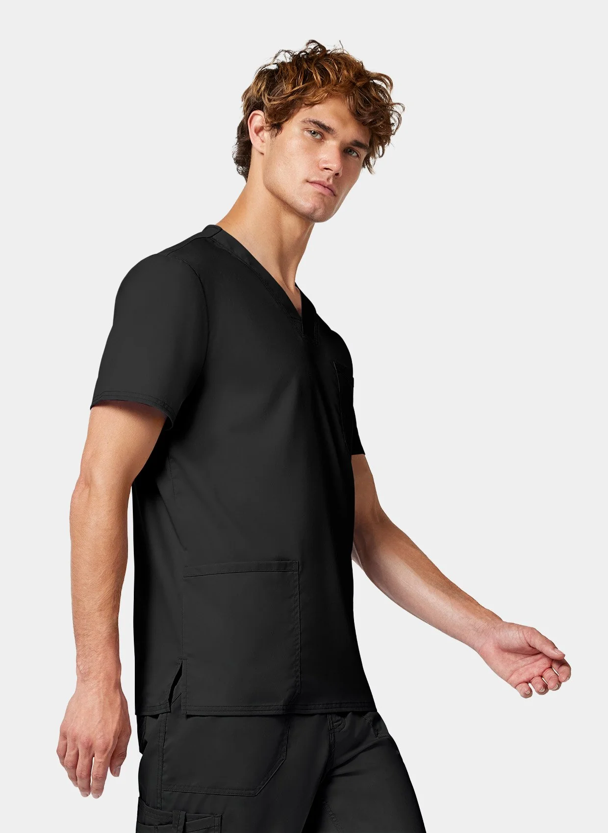 Cherokee WW Revolution Men-s V-Neck Scrub Top WWE670 - Black - Image 3
