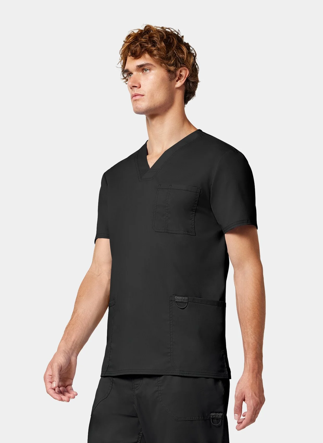 Cherokee WW Revolution Men-s V-Neck Scrub Top WWE670 - Black - Image 4