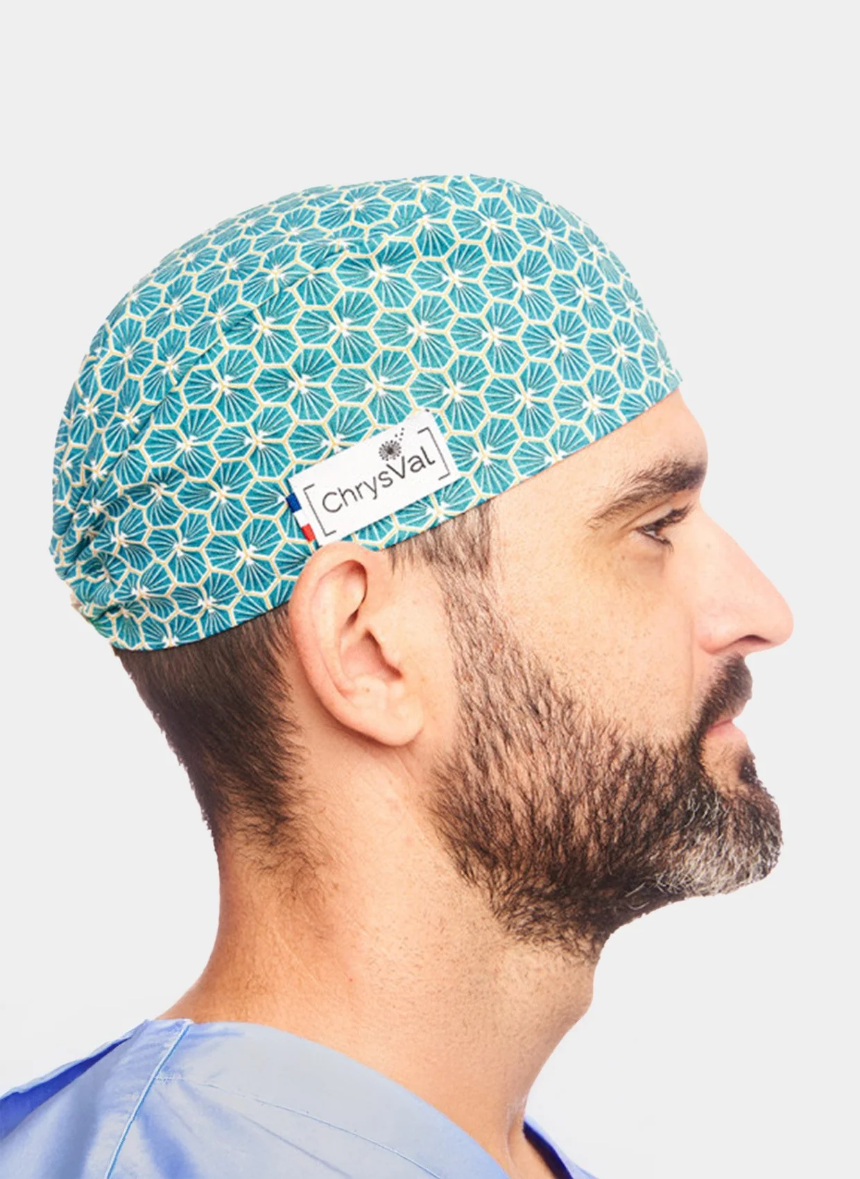 ChrysVal Short Hair Scrub Hat – Turquoise Clover - Image 2