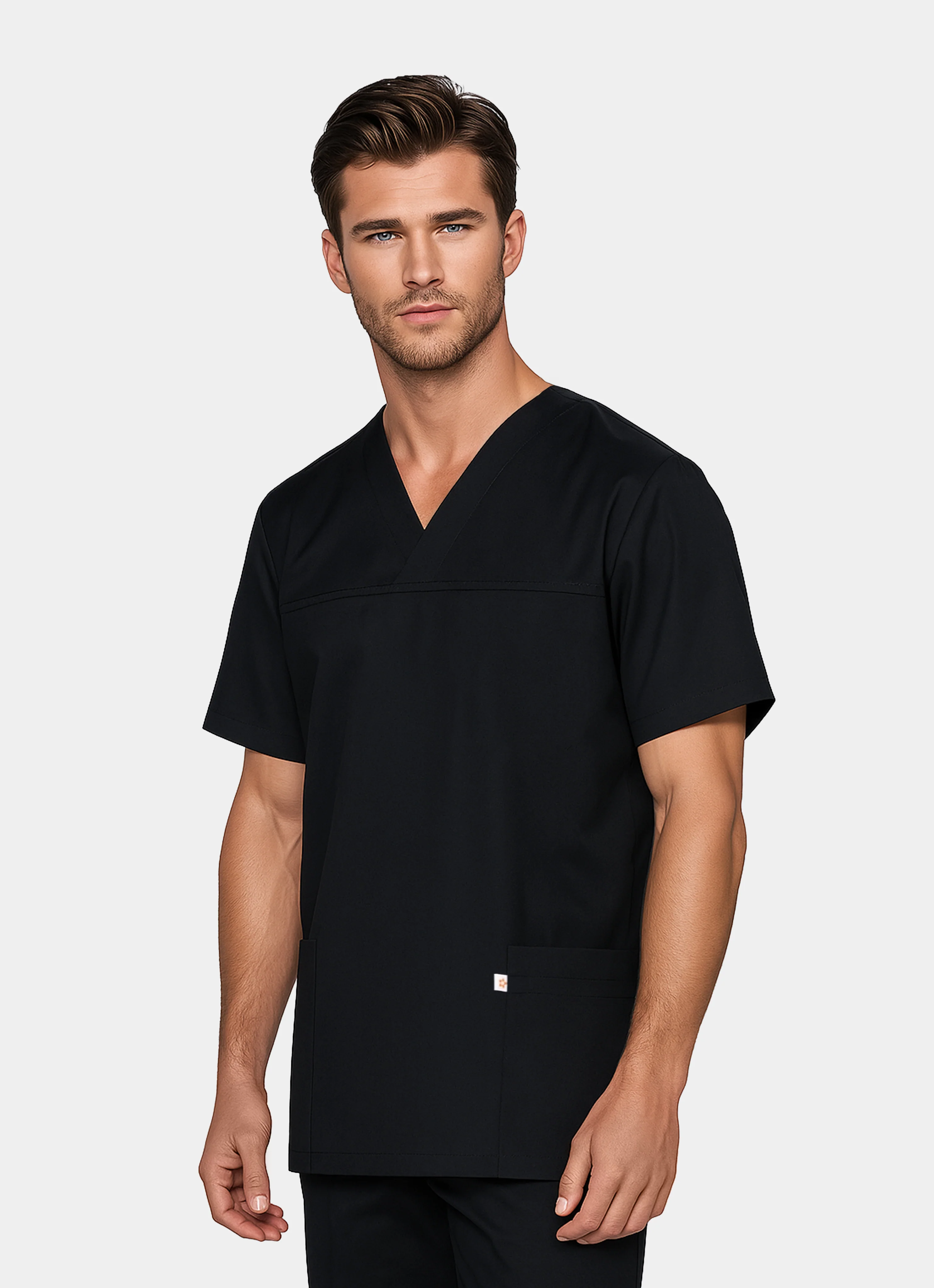 HappyFIT Unisex Scrub Top - Black - Image 3