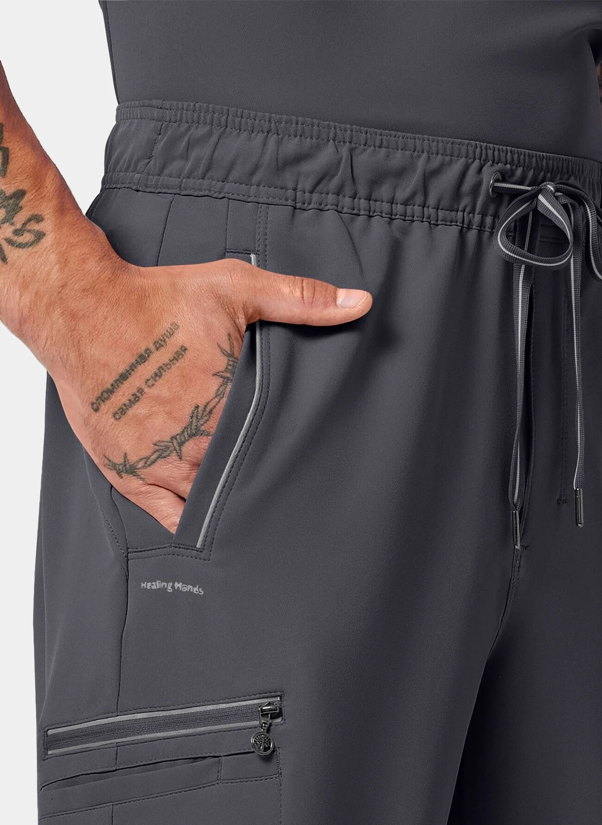 Healing Hands Noah Scrub Trousers - Pewter - Image 3