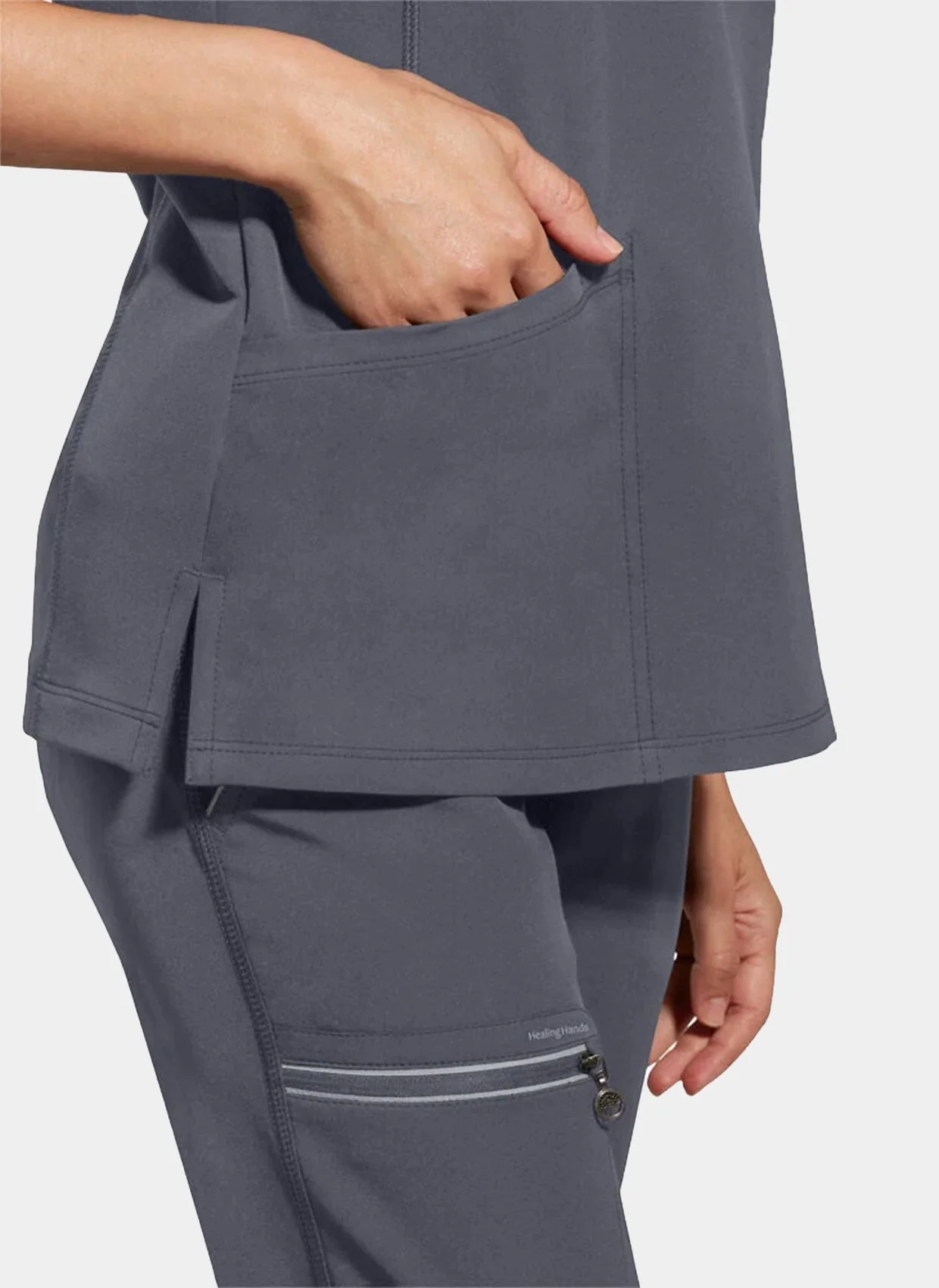 Healing Hands Sonia Scrub Top - Pewter - Image 3