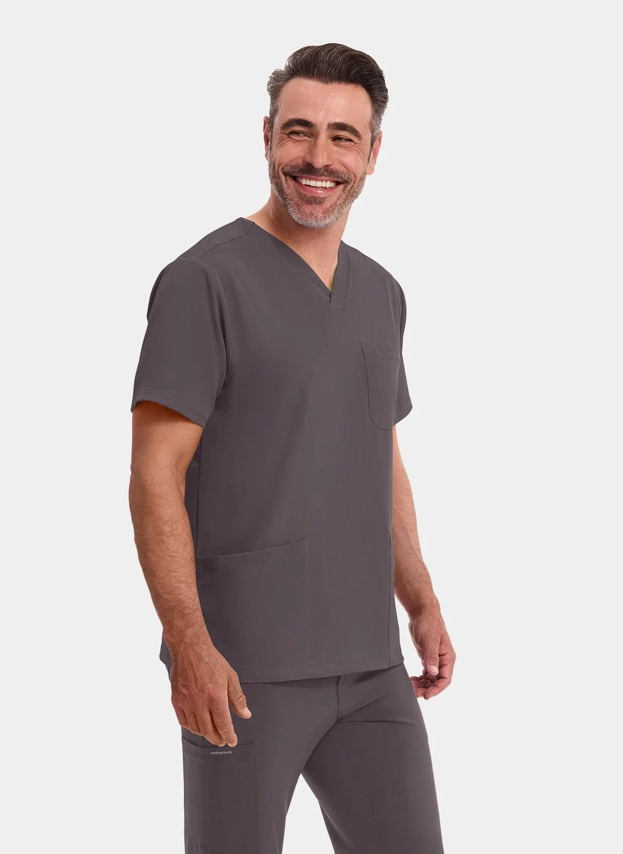 Healing Hands Matthew Scrub Top - Pewter