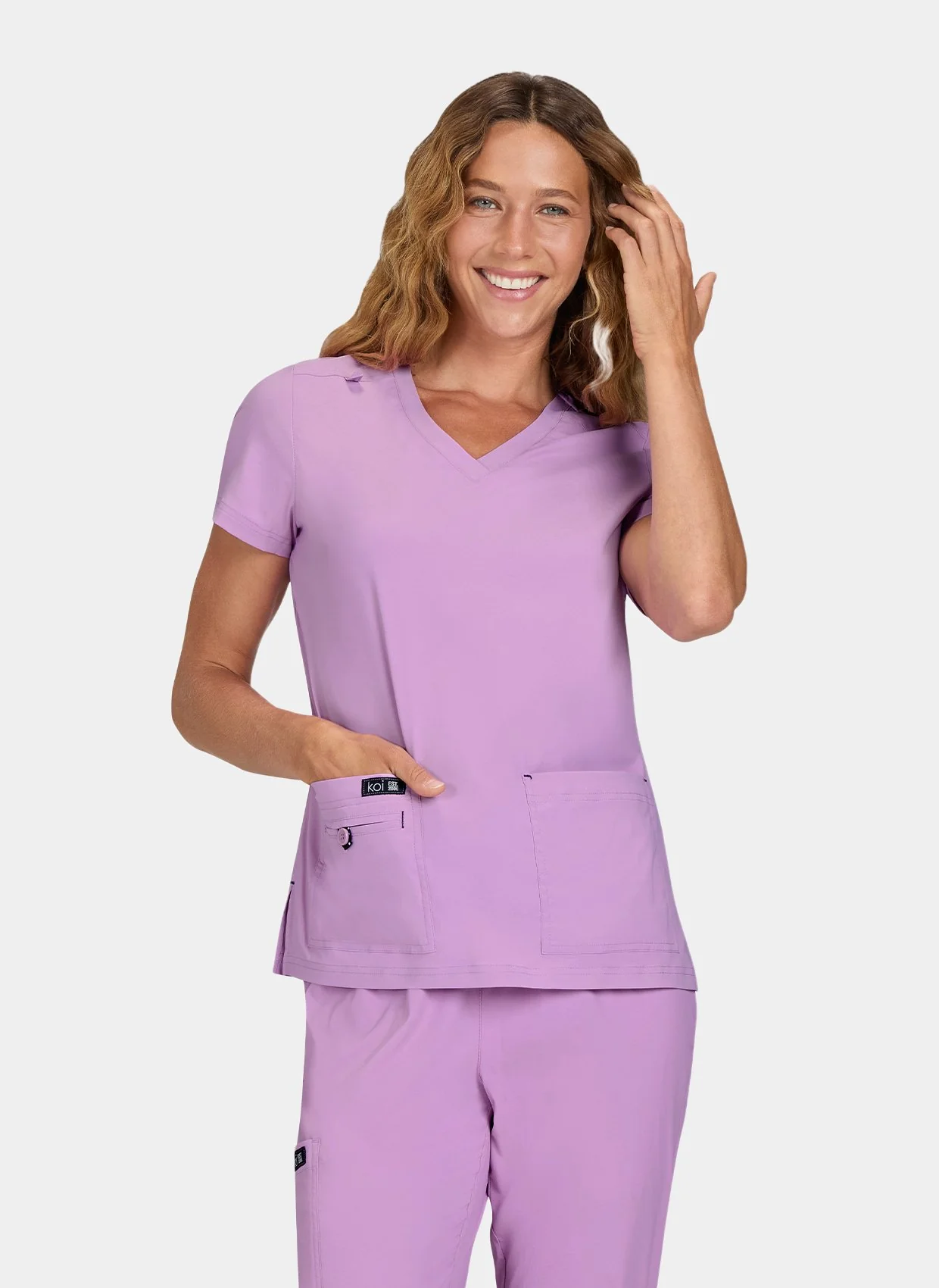 Koi Basics Becca Scrub Top - Bloom Lavender