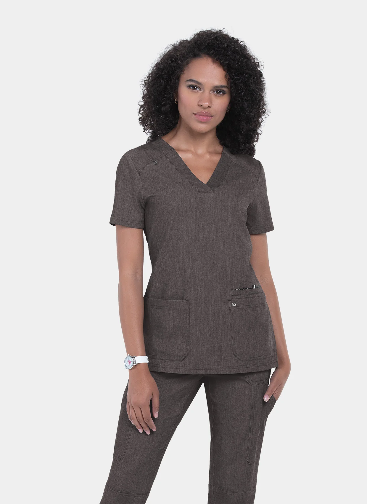 Koi Next Gen Hustle And Heart Scrub Top - Heather Grey - SALE