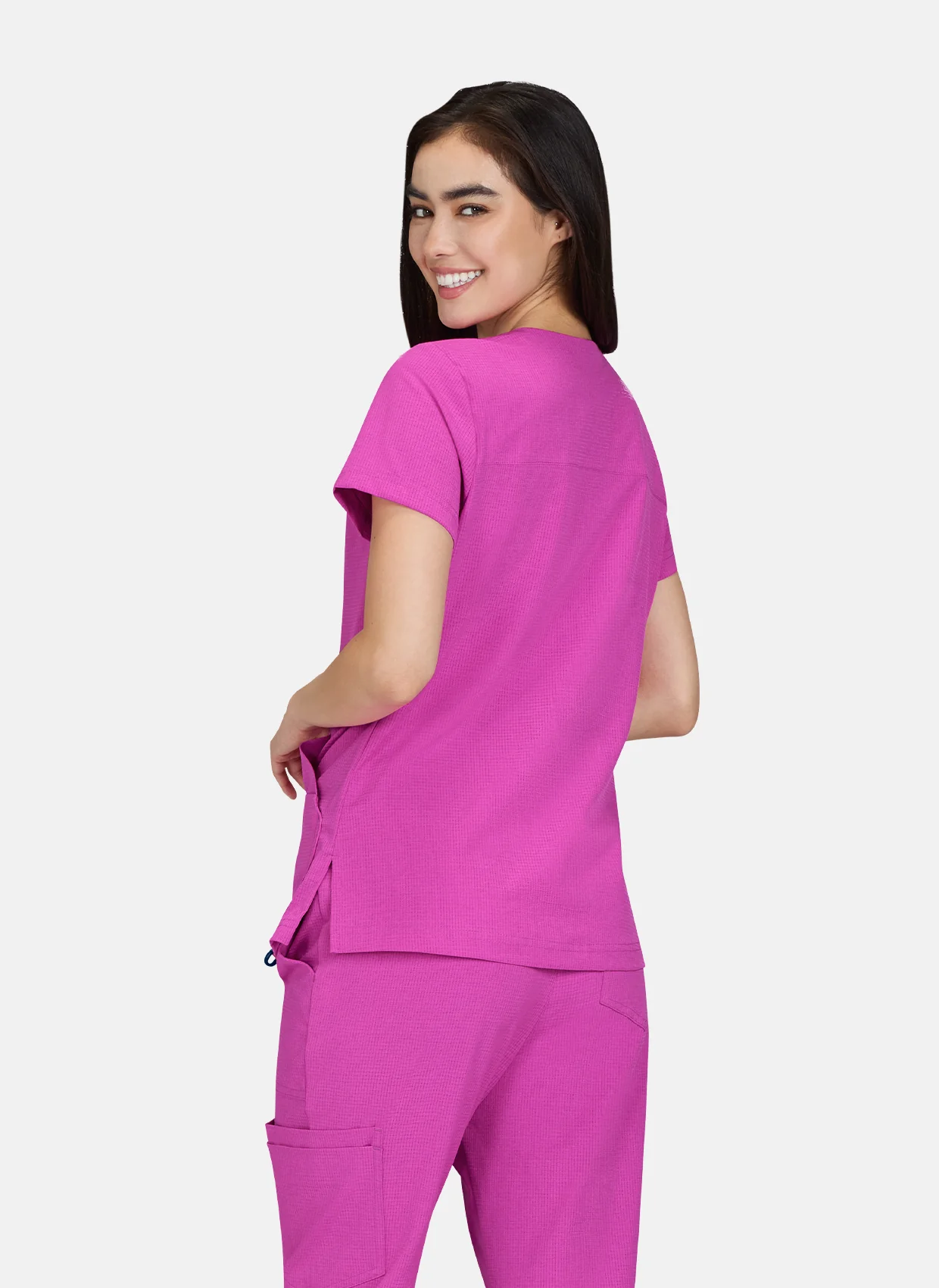 Koi Solis Sari Scrub Top - Hibiscus Pink - Image 4
