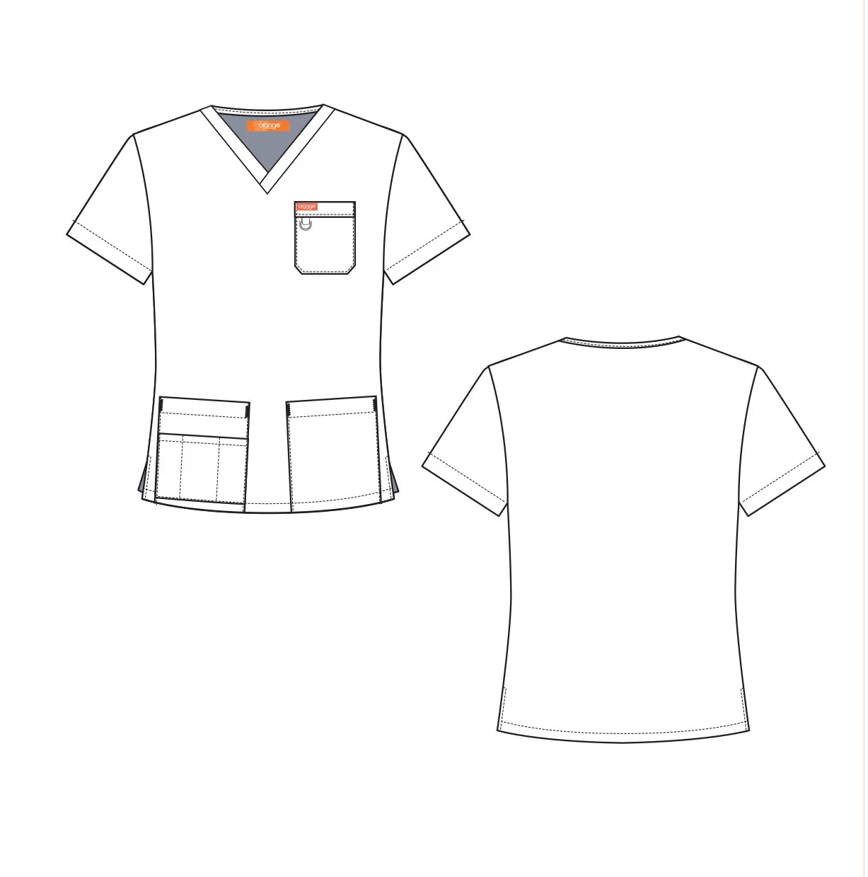 Orange Standard Unisex Scrub Set - Navy - Image 6