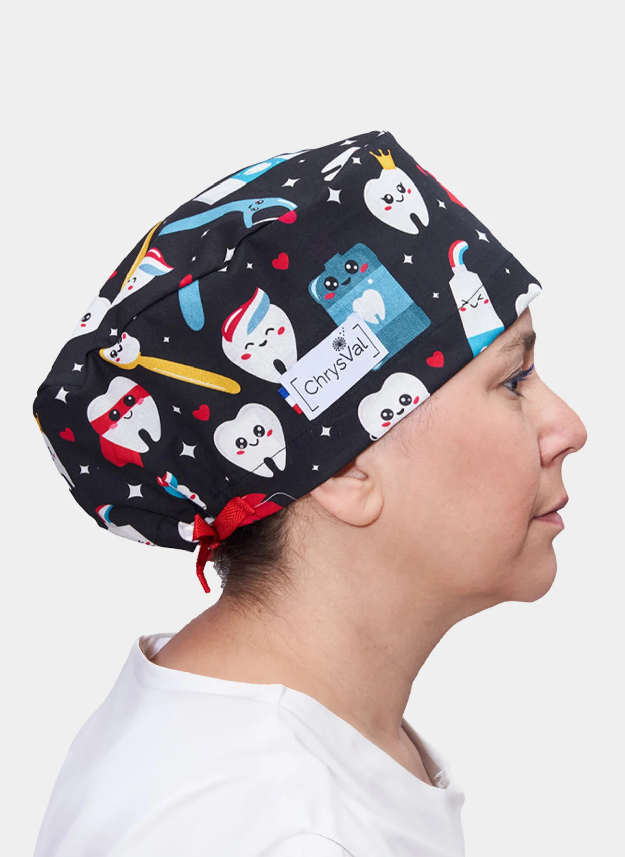 ChrysVal Long Hair Scrub Hat - Happy Teeth - Image 2