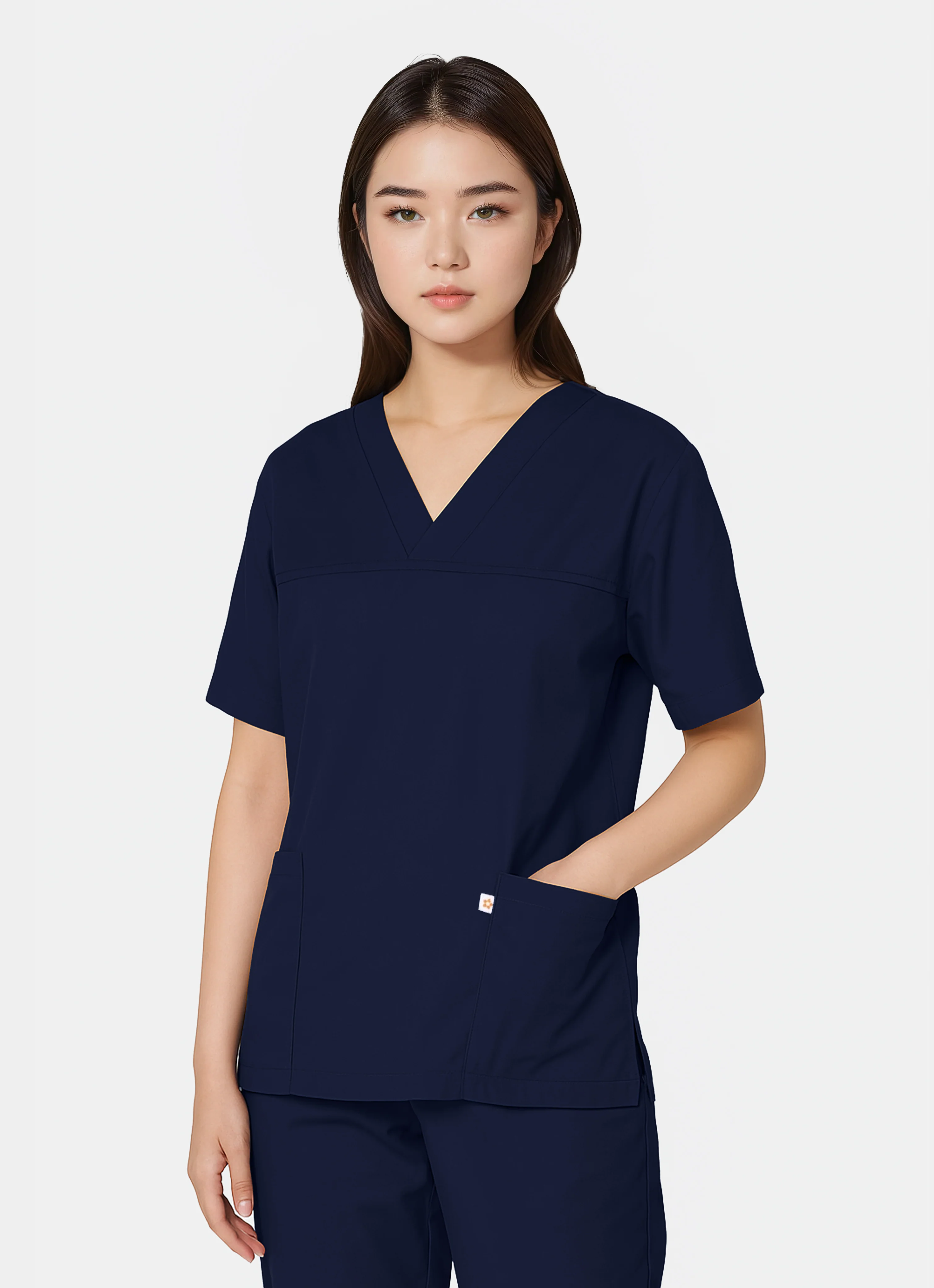 HappyFIT Unisex Scrub Top - Navy - Image 3
