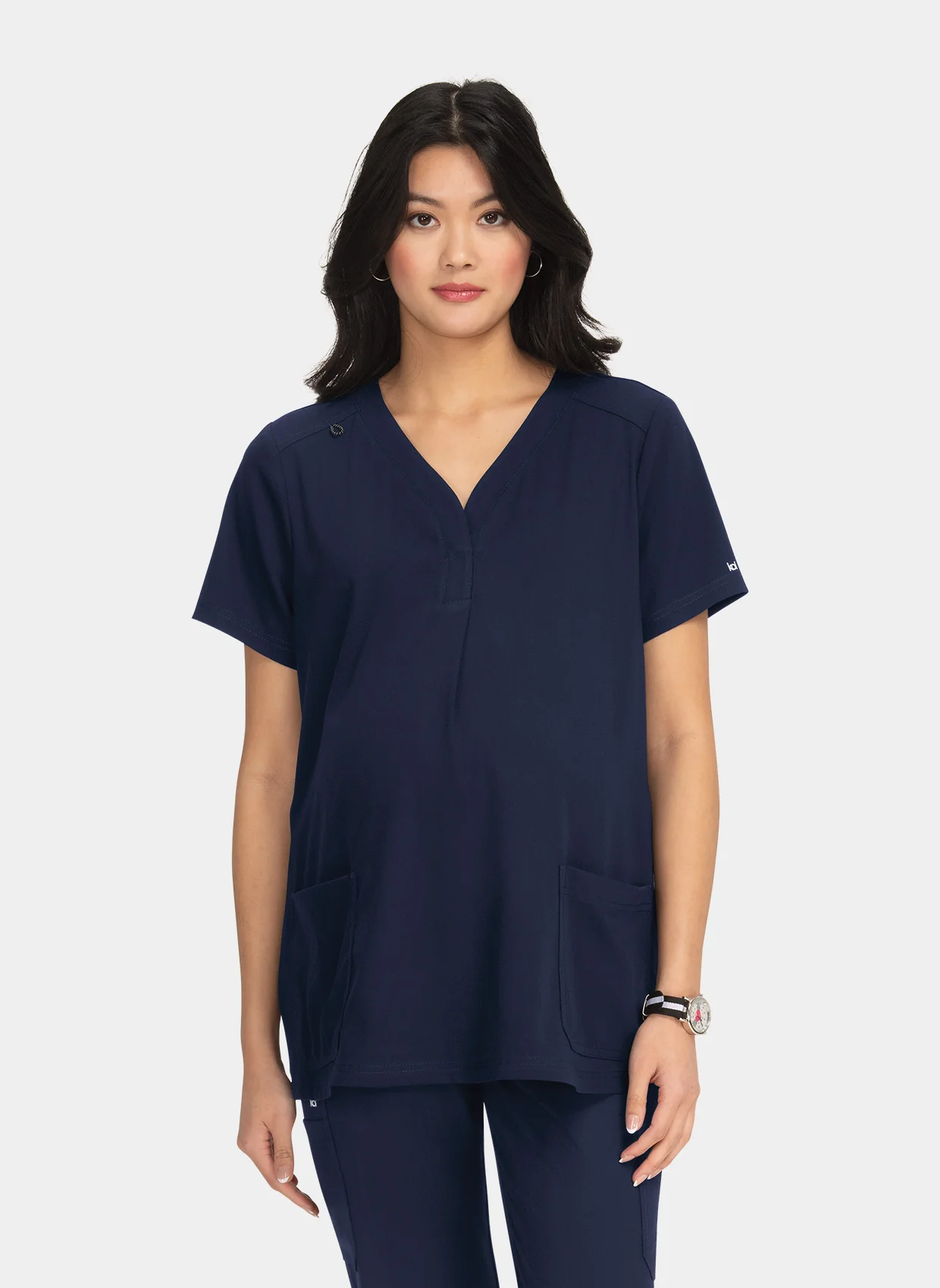 Koi Next Gen Onboard Maternity Scrub Top - Navy